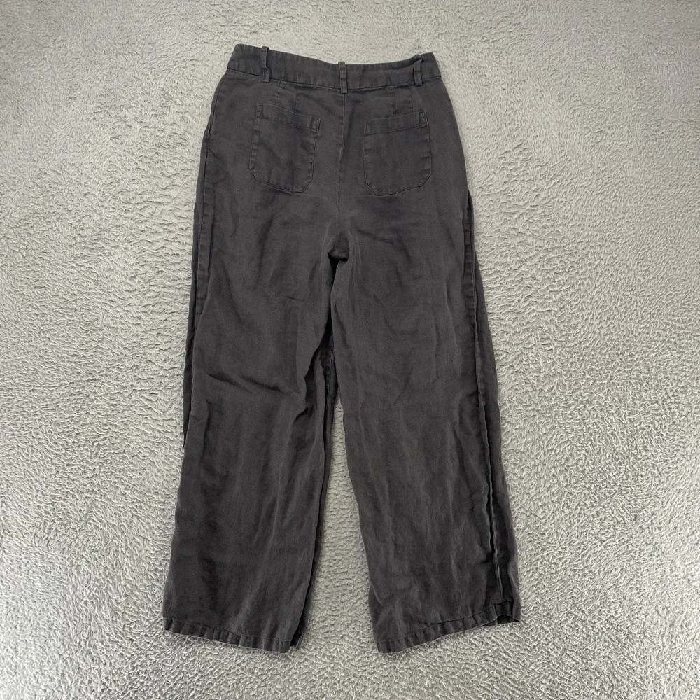 Zara Linen Pants Womens Small Gray Pleated Relaxed‎ Ankle Summer Beachy Travel